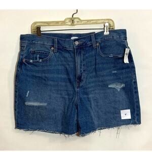 Women's Old Navy Distressed Raw Cut Bottom Denim Jean Shorts Blue Size 12